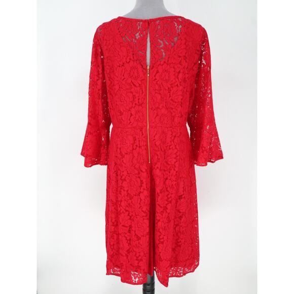Lane Bryant Dress Plus Size 22W Red Lace Lined Zipper Bell Sleeve Party Cocktail - Picture 10 of 14